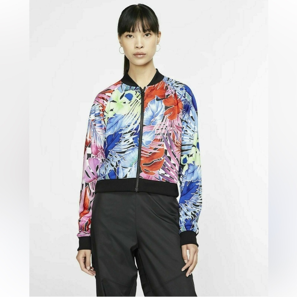 Nike Women's Vibrant Tropical Bomber Jacket -small full zip up